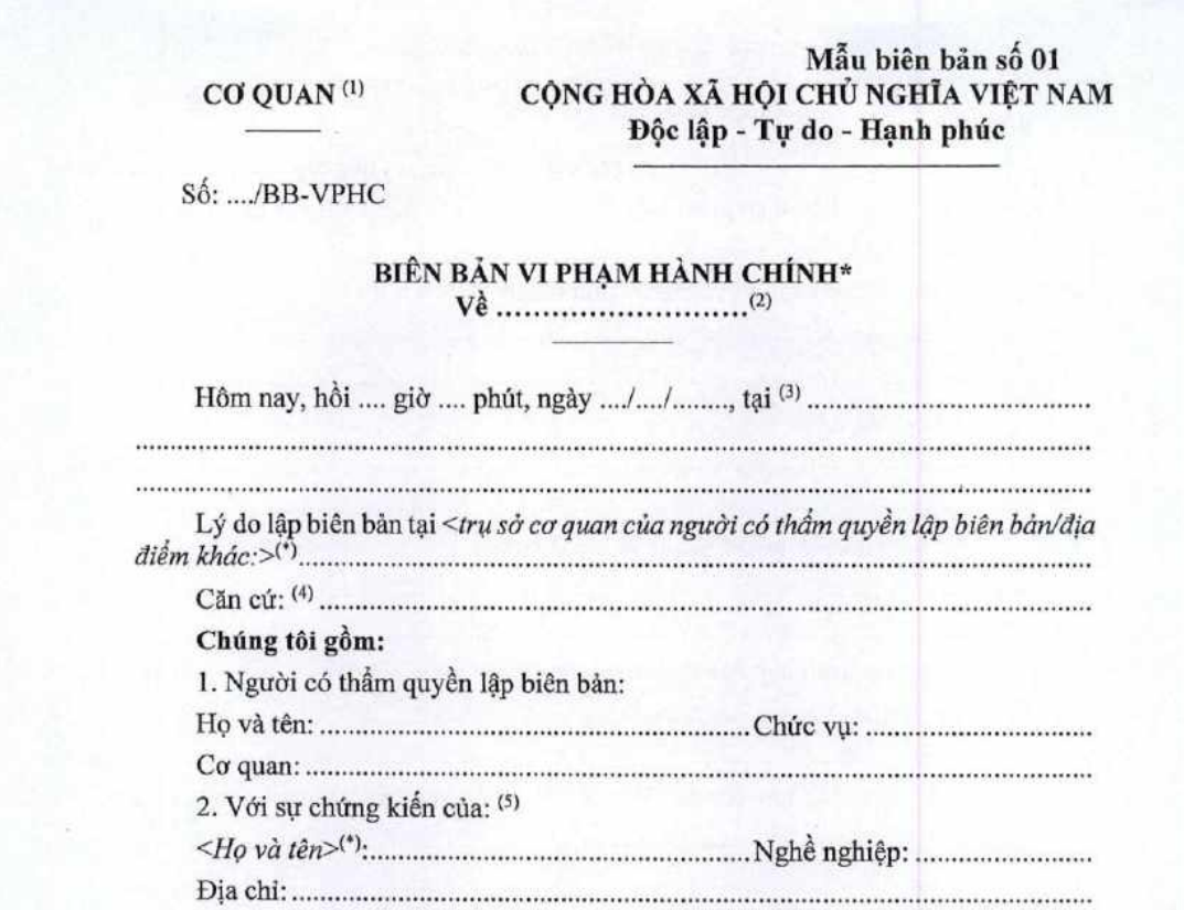 Những trường hợp nào phải lập biên bản vi phạm hành chính? Yêu cầu đối với biên bản vi phạm hành chính?